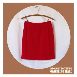 fuzzy lil red midi skirt